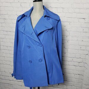 Magaschoni Double Breasted Royal Blue Raincoat Jacket Trench NWT size 14 belt